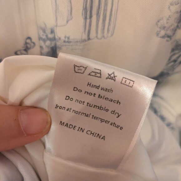 Simple Retro Nafisa French Blue and White Toile Long Sleeve Midi Dress - Size M - Picture 11 of 12